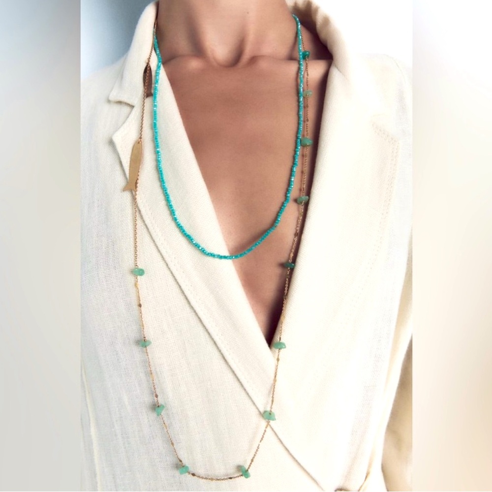 Zara Beautifully delicate Pack Of Turquoise & fish Necklace Set 🔥🔥🔥